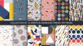 Set of trendy seamless colorful patterns - repeatable minimalistic design. Vibrant stylish textures. Abstract retro Royalty Free Stock Photo