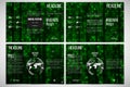 Set of tri-fold brochure design template on both sides. Virtual reality, abstract technology background with green Royalty Free Stock Photo