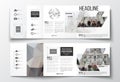 Set of tri-fold brochures, square design templates.