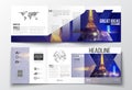 Set of tri-fold brochures, square design templates Royalty Free Stock Photo