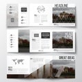 Set of tri-fold brochures, square design templates. Royalty Free Stock Photo