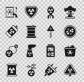 Set Triangle with radiation, Infectious waste, Molecule, Nuclear bomb, Radioactive in barrel, energy battery, and High