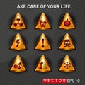 Set of triangular hazard warning signs. Vector. EPS 10 Royalty Free Stock Photo