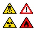 Set of Triangular Warning Hazard Signs