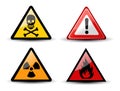 Set of Triangular Warning Hazard Signs