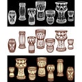 Set of Tribal African Drums Royalty Free Stock Photo