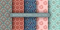 Set of tribal seamless pattern with dot circles. African elements collection. Simple geometry backdrop