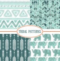 Set of tribal striped seamless pattern.