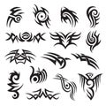 Set of tribal style tattoo design, arm band, adornment, decoration. Folk motif vector collection. Royalty Free Stock Photo