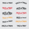 Set of TRICK or TREAT calligraphy abstract icon.TRICK or TREAT v