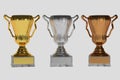 Set of trophies on white