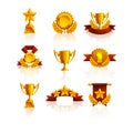 Set of trophy, medals and award. Royalty Free Stock Photo