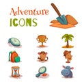 Set of tropical adventure game icons templates Royalty Free Stock Photo