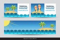 Set of tropical banners and business cards