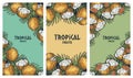 Set of tropical coconuts fruits summer poster