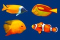 Set of tropical fish. Royalty Free Stock Photo