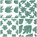 Set of tropical pattern, palm leaves seamless vector floral background Royalty Free Stock Photo