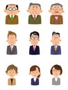 Set of troubled faces of people working in the office, various ages, genders Royalty Free Stock Photo