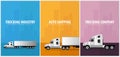 Set of Trucking Industry posters, Logistic and delivery. Semi truck. Vector Illustration.