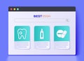 Set Tube of toothpaste, Tooth with caries and Medicine pill or tablet icon. Vector.