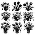 Set of tulips sketch hand drawn in doodle style illustration. Royalty Free Stock Photo