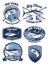 Set of tuna fishing badge design Royalty Free Stock Photo