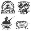 Set of the tuna fishing labels. Design elements for logo, emblem Royalty Free Stock Photo