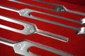 Set of Tuning Forks for hearing tests background . Medical equipment. Medical and Healthcare concept