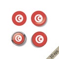 Set of TUNISIA flags round badges.