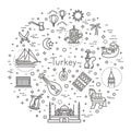 Thin Vector Turkey symbol icon set