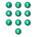 Set turquoise number button icon with shadow