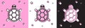 Set Turtle icon isolated on pink and white, black background. Vector. Royalty Free Stock Photo