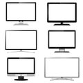 Set of TV screen and computer display monitor vector illustration Royalty Free Stock Photo