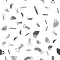 Set Tweezers, Bacteria, Water drop and Test tube and flask chemical on seamless pattern. Vector
