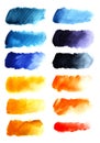 Set of twelve Abstract headline background. A shapeless oblong spot of yellow, red, orange, blue, purple color.