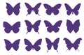 Set of twelve butterfly silhouettes.