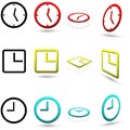 Set of twelve clock icons