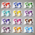 Set of twelve colored maps of the World Royalty Free Stock Photo