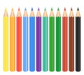 Set of twelve colored pencils on white background. Vector