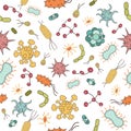 Set of twelve colorful viruses and bacteria Royalty Free Stock Photo