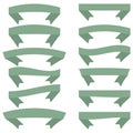 Set of twelve green ribbons and banners for web design Royalty Free Stock Photo