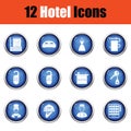 Set of twelve hotel icons. Royalty Free Stock Photo