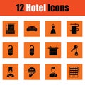 Set of twelve hotel icons Royalty Free Stock Photo