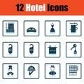 Set of twelve hotel icons Royalty Free Stock Photo