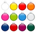 Set Of Twelve Monochrome Colorful Christmas Baubles With Silver