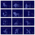 Set of twelve Zodiac signs Royalty Free Stock Photo