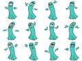 Set of twelve turquoise ghosts