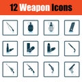 Set of twelve weapon icons Royalty Free Stock Photo