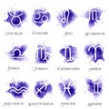 The set of the twelve zodiac signs. Royalty Free Stock Photo