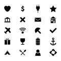 Set of twenty black and white simple icons